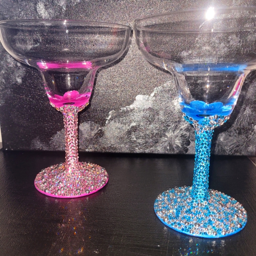 DLA Bling Margarita Glass set *HANDMADE*